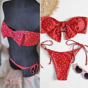 NWOT Zaful Heart Bowknot Bikini Set